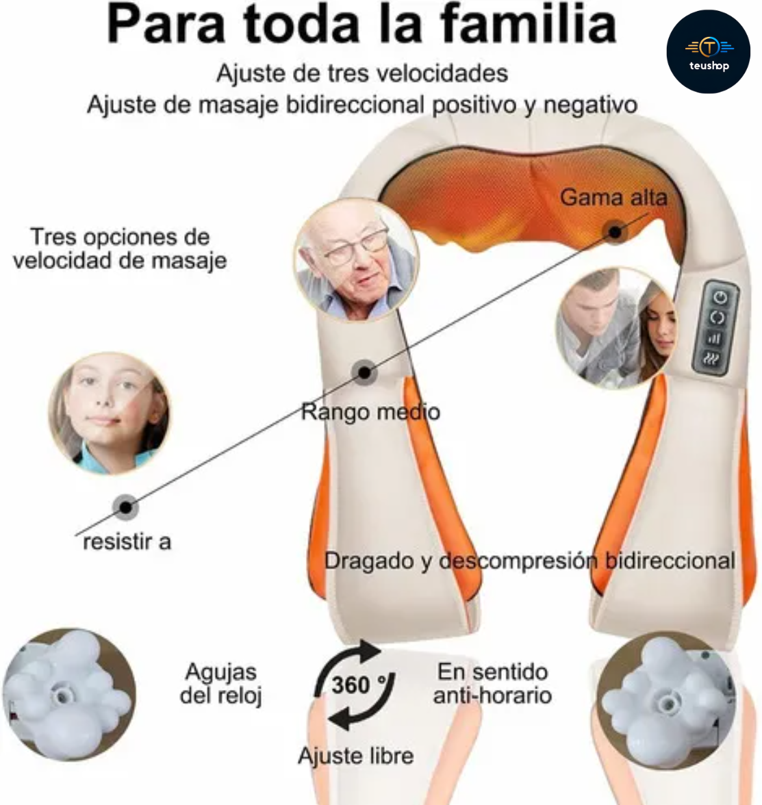 💚 Masajeador Ergonómico con Calor – Relajación Máxima 😴
