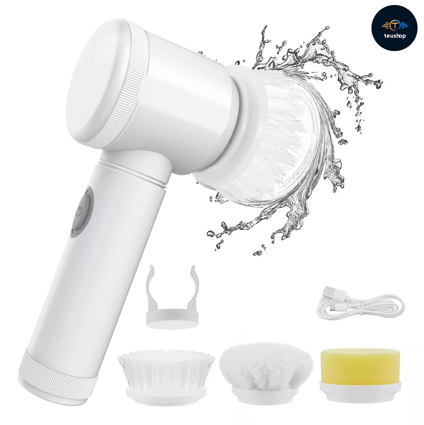 🧽 Cepillo 3 en 1 Giratorio USB – ¡Limpieza sin esfuerzo! ✨