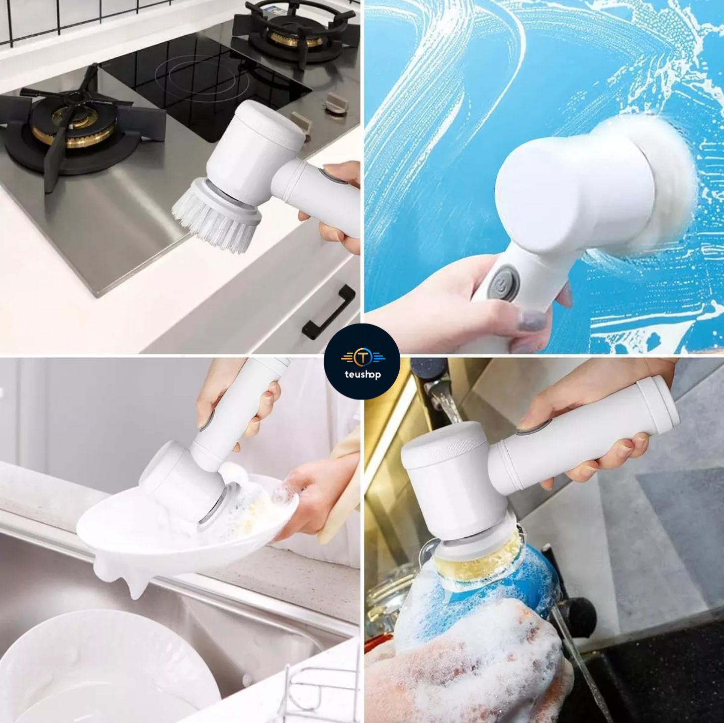 🧽 Cepillo 3 en 1 Giratorio USB – ¡Limpieza sin esfuerzo! ✨