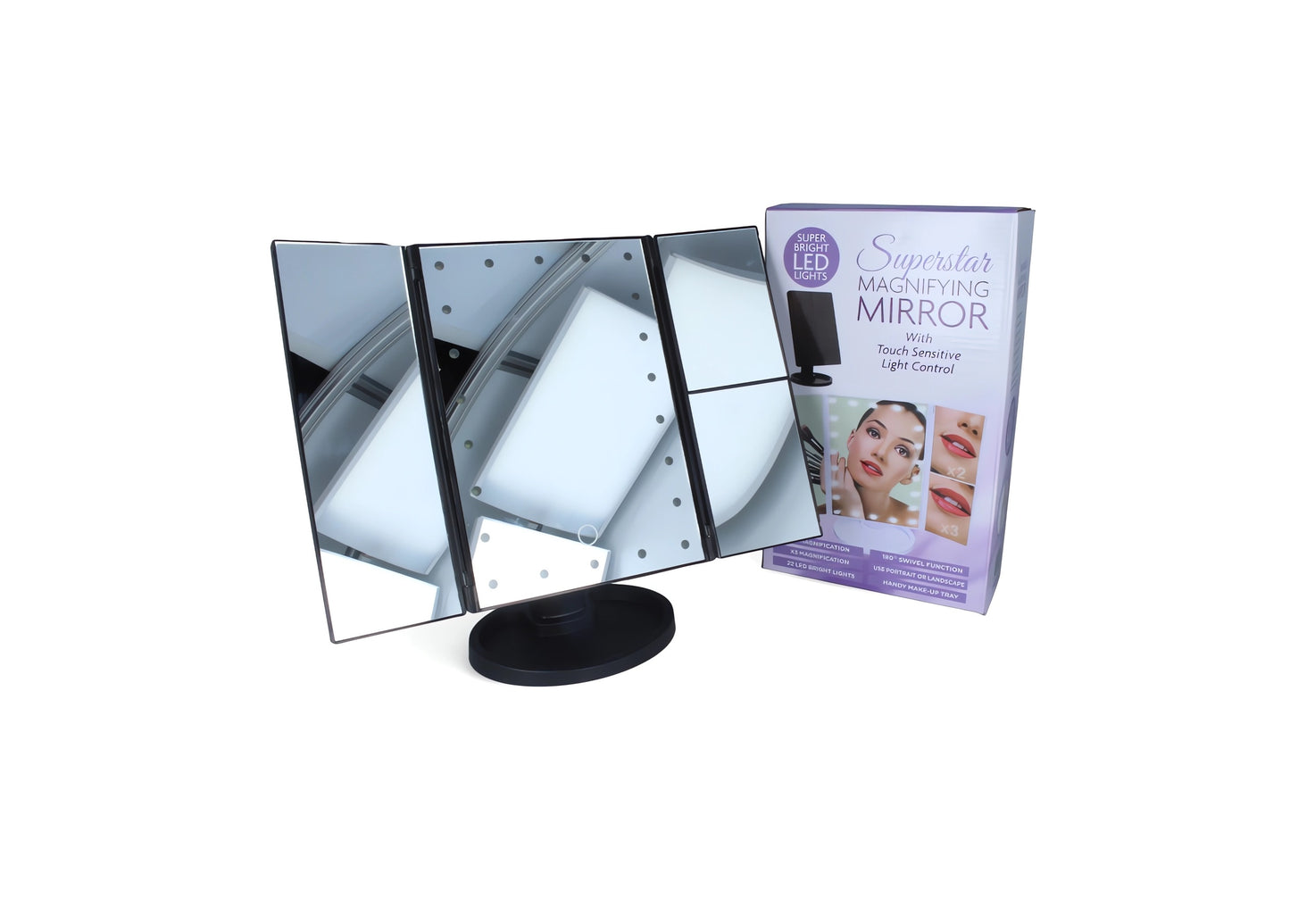 ✨ ESPEJO PLEGABLE LED TÁCTIL CON AUMENTO 💎